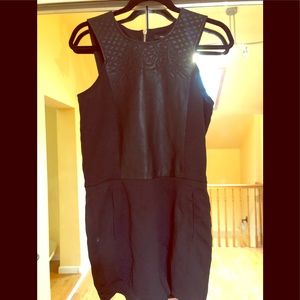 Black Romper with Leather Accent